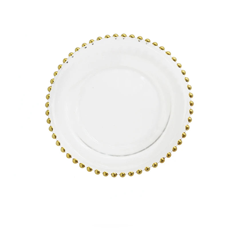 Gold Pearl Glass Dinner Plates