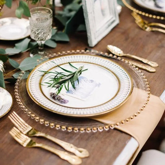 Gold Pearl Glass Dinner Plates