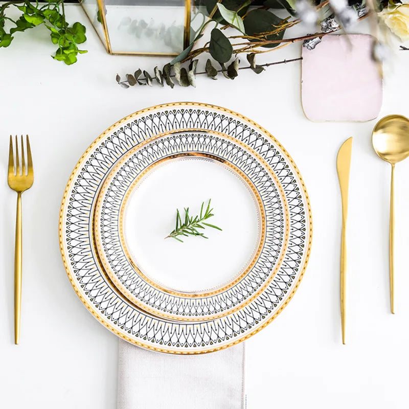 Gold Pearl Glass Dinner Plates