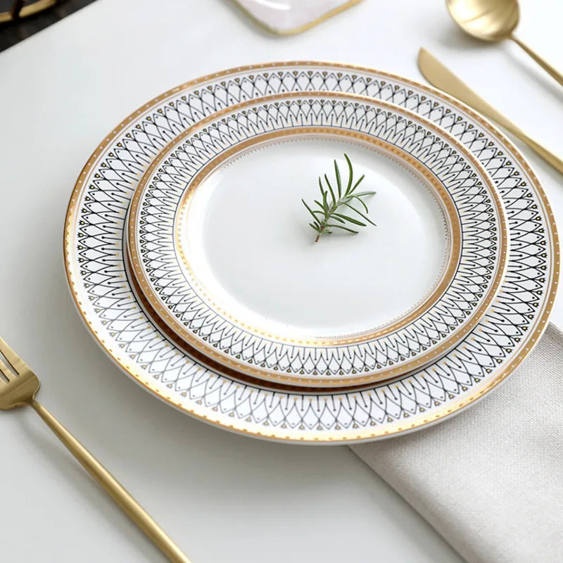 Gold Pearl Glass Dinner Plates