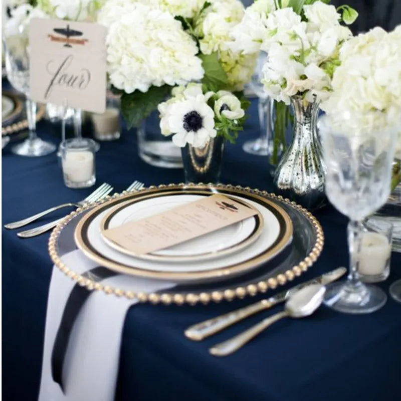 Gold Pearl Glass Dinner Plates